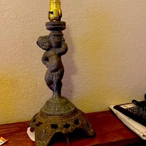 Vintage slag brass cherub lamp EF Industries